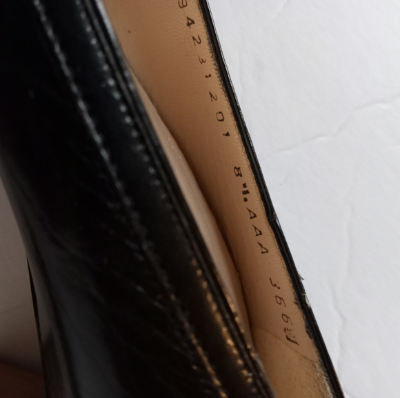 ∆-Salvatore Ferragamo Saks Fifth Ave Black Leather 1970s Pumps Vintage Size:8AAA - Picture 5 of 8